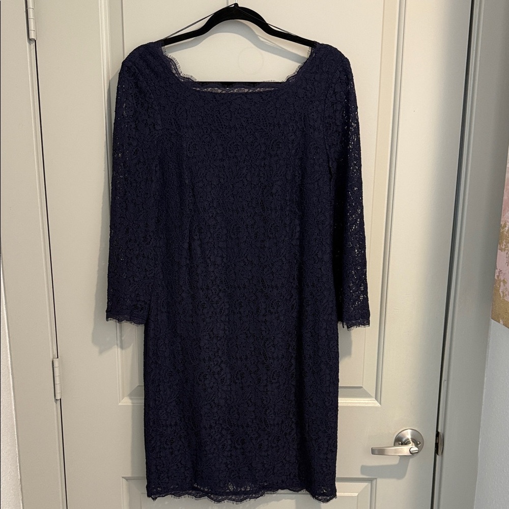 Adrianna Papell Elegant Navy Lace Dress